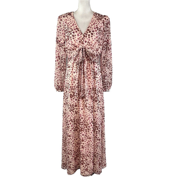 Rachel Zoe Dress size 10 Pink Floral Sheer Long Flowing Wedding Church Cottage - Picture 1 of 16